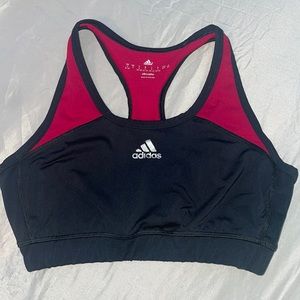 Adidas gray and pink sports bra